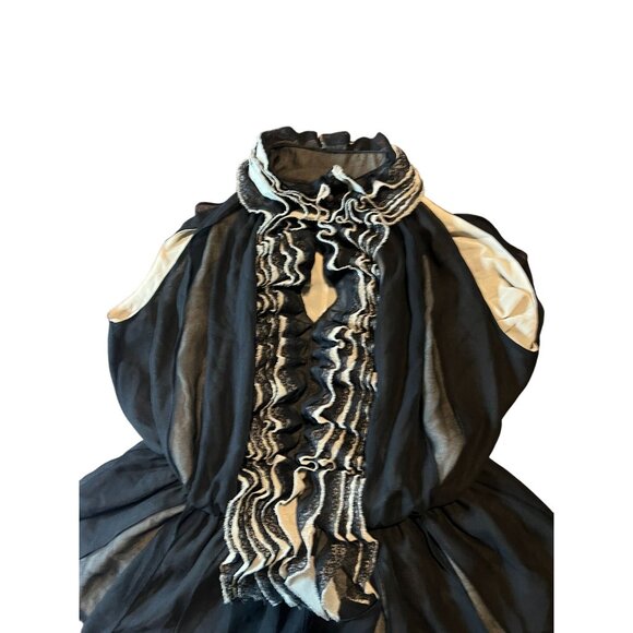 Robert Rodriguez XS Black Ruffled Blouse Women Coquette Victorian Work‎ - Picture 10 of 12